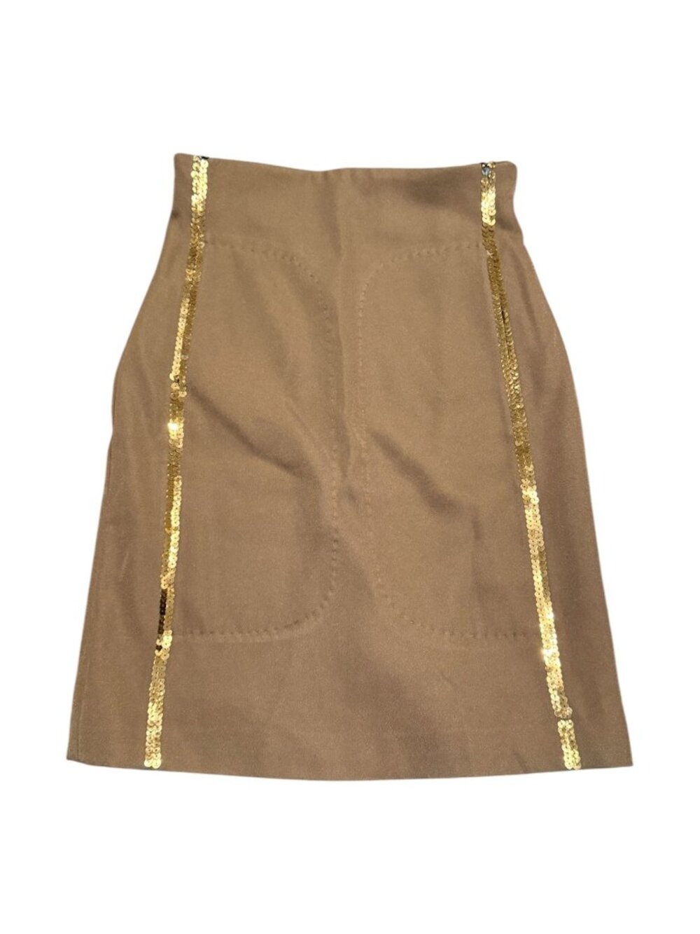 Nwt West End Women's Pencil skirt w/Gold Sequins accents Sz: S Olive Check Desc